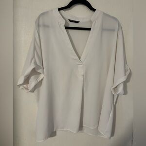 SHEIN Cream V-Neck Blouse